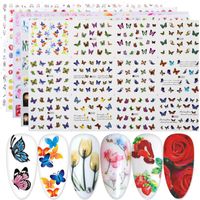 Wholesale Nail Gel Designs Stickers Set Butterfly Floral Fruit Art Water Transfer Decals Sliders Flower Leaf Manicures Decoration