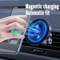 Wholesale 15W Fast Wireless Charging Adsorbable Car Mount Bracket for iPhone Mini Pro Max Rotation LED Light Magnetic Automatic Vehicle Adapter Holder
