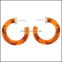 Wholesale Stud Jewelrytrendy Earring Mti Color Small Round Hoop Women Circle Leopard Acrylic Acetate Tortoise Shell Hoops Alloy Earrings Drop Delivery
