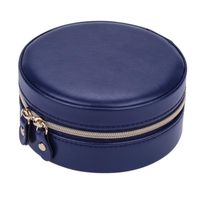 Wholesale Storage Bags H051 Small Jewelry Box With Zipper PU Leather Mini Round Case For Earrings Necklace Rings Cosmetic Portable Organizer