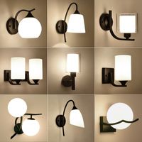 Wholesale Decoration Loft Indoor Wall Lamp Glass Shade for Bedroom Stair Modern Minimalist Bedside Lights Black E27 Base