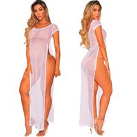Wholesale Casual Dresses S XXL Women s Sexy Swimsuit High Split Cover Ups Beach Bikini See Through Swimwear Maxi