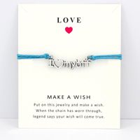 Wholesale Charm Bracelets I Love My Friend Forever Card Hope Faith Jewelry Light Brown Blue Wax Cords Women Men Girl Christmas Gift