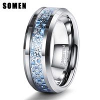 Wholesale Somen Silver Color Tungsten Men Luxury Wedding Band Male Blue and Gears Inlay Cool Design Rings mmParty Jewelry