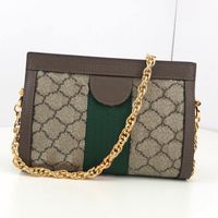 Wholesale Chian Crossbody Bag Women Handbag Purse Shoulder Bags Classic Letter Print Patchwork Color Red Green Fabric Hasp Real Leather Lady Wallet