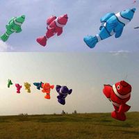 Wholesale New High Quality Customized Nylon Umbrella Cloth Clownfish Jellyfish Bear Tiger Cartoon Windsock For Pilot And Outdoor Good Flying Kite