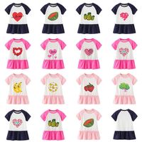 Wholesale 2021 D printed Summer Girls Skirt INS Tiktok Baby Girls Dresses Cartoon Love Fruit Casual Dress Children s Princess Skirt Long T shirts Students Dresses G62CDVU