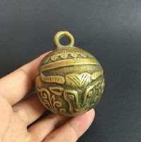 Wholesale Copper Statue Collectable Chinese Pure Brass Carved Animal Faced Ox Head Cowbell And Wind Bell Exquisite Small Pendant Statues