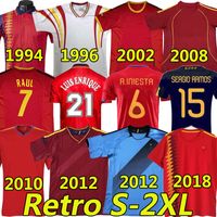 Wholesale Spain Retro Soccer Jerseys A INIESTA TORRES RAUL XAVI DAVID VILLA LUIS ENRIQUE SILVA SERGIO RAMOS VINTAGE CLASSIC football jersey