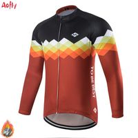 Wholesale Racing Sets Aofly Pro Team Cycling Clothing Man Winter Jersey The Red And Black Thermal Fleece Long Sleeve Mountain Bike MTB