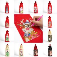 Wholesale Diamond Painting Christmas Wine Bottle Cover DIY GIft Santa Claus Drawstring Bag Kits Christmas Decorations w
