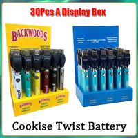 Wholesale Cookies Backwoods Twist Preheat VV Battery mAh Bottom Voltage Adjustable Usb Charger Vape Pen For Cartridges A Display Box Jar