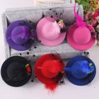 Wholesale Hair Accessories Drop Child Girl Mini Hat Hairpin Clip Veil4 Flower Fascinator Kids Headwear