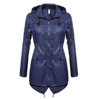 Wholesale Women Hooded Jackets Rain Coat Ladies Solid Jacket Outdoor Plus Size Waterproof Raincoat Windbreaker Lightweight1