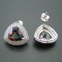 Wholesale Stud Arrival Fine Earrings Sterling Sliver Jewelry Captivating Rianbow Mystic Topaz Earring For Women