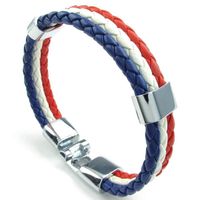 Wholesale Charm Bracelets Jewelry Bracelet France French Flag For Men s And Ladies Leather Alloy White Red blue