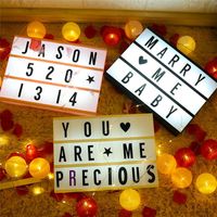 Wholesale Night Lights A4 Size Cinema LED Light DIY Letters Symbol Card USB Battery Powered Message Board Lightbox Children Combination