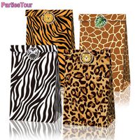 Wholesale Party Decoration X Jungle Safari Animal Leopard Print Favor Bags Kraft Paper Gift Bag Goodie Candy Forest Themed Birthday Decor