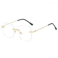 Wholesale Sunglasses Korean Style Oversize Anti blue Ray Glasses For Women Men Square Transparent Lens Rimless Fashionable Myopia Frame Anti fatigue1