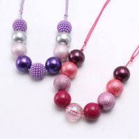 Wholesale Kids Candy Color chunky beads necklace diy handmade Adjustable rope chain jewelry baby girls Purple bubblegum necklace for child party gift
