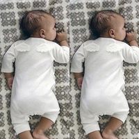 Wholesale 0 m Newborn Infant Baby Boy Girl Clothes Solid Color Back Wing Little Angel Romper Jumpsuit Playsuit Clothing G1023