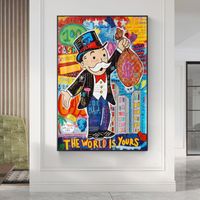 Wholesale Alec Monopoly Graffiti Art Money Paintings on The Wall Art Canvas Posters and Prints The World is Yours Modern Home Pictures