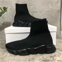 Wholesale With Box Top Quality Paris Mens Womens Casual Shoes Speed Trainers Knit Sock White Black Khaki Watermark balencaiga sneakers shoes Size
