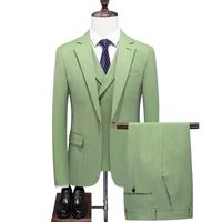Wholesale Men s Suits Blazers Deluxe Suit Three Piece Business Casual Office Gentleman Handsome Party Groom Solid Apple Green