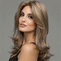 Wholesale Wig Women The Long Hair Micro Volume Heat Resistant YouTube Atmospheric Highlights Mixed Blonde with Highlight Layered Cut