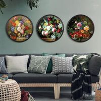 Wholesale Paintings Chinese Style HD Prints Painting Bottle Flowers Canvas Round Wall Art Poster Modern Home Decor Modular Pictures For Living Room