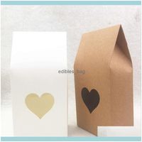 Wholesale Products Supplies Office School Business Industrial50Pcs Brown White Handmade Candy Bags Paper Brown Stand Up Window Gift Boxes For Weddin