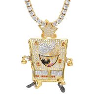 Wholesale Iced Out Cartoon Character Pendant Necklace with CZ Stone Luxury Gold Plated Stainls Steel Men Women Hip Hop Jewelry Necklac