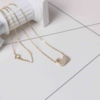 Wholesale catenary Hand suit Clear CZ Charm Bead Necklace S925 silver women s chain set with zircon Swan Pendant East Gate Japan and South Korea style