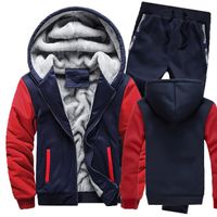 Wholesale Men s Jackets Winter Hoodies Men Camouflage Raglan Mens Suit Thicken Warm Fleece Cotton Zipper Tracksuit Jacket Pants Sets
