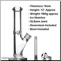 Wholesale 12 quot Heavy mm thickness Glass Bong Hookahs Straight Ice notches elephant Joint waterpipe with mm cone