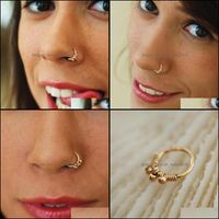 fake gold nose ring 2022 - & Studs Body Jewelryreal Ring Handmade Gold Filled Nose Rings Faux Vintage Charm Hoop Fake Piercing Grillz Punk Jewelry Drop Delivery 2021 O