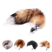 Wholesale Nxy Anal Toys Erotic Real Soft Fox Fur Butt Plug Tail Accessories with Stainless Steel Anus Plugs for Women Animal Cosplay Sex Games