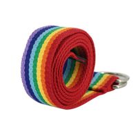Wholesale Belts Women s Belt With Ring Buckle Soft Canvas Plaid Rainbow Pattern No Hole All Match Colorful Striped Women For Wedding