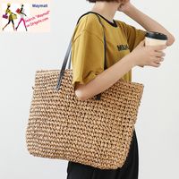Wholesale Quality Fashion Women Straw Woven Tote Beach Bag Large Handmade Weaving Shoulder Bags Handbag