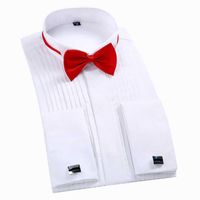 Wholesale White Men Tuxedo Shirt Regualr Fit Plus Size French Cufflinks Long Sleeve Luxury Wedding Party Male xl H1014