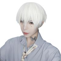 Wholesale Synthetic Wigs AILIADE Men s Cosplay With Bangs White Short Heat Resistant Hair For Women Anime Custome Party Daily