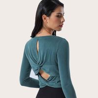 Wholesale Yoga Outfit Cute Twist Back Performance Sports Tops Gym Women Long Sleeve Shirt Solid Fitness Sport T shirts Athletic Top