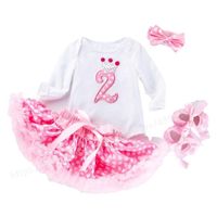 Wholesale Girl s Dresses Baby Girl Second nd Birthday Party Dress Pink Tutu Cake Outfits Infant Girls Baptism Clothes Months