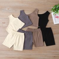 Wholesale Baby Clothes INS Little Girls Kids Sets Summer European and American Fashion One Shoulder Vest With Shorts pieces Suits Children Outfits