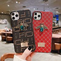 Wholesale Luxury Flower Hard leather Diamond bee phone cases for apple iphone X XR XS MAX s plus plus Pro Brand cover coque