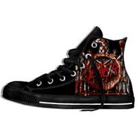 Wholesale Slayer Heavy Metal Rock Band Fashion Classic Casual Cloth Shoes High Top Lightweight Breathable D Print Men Women Sneakers