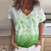 Wholesale Women s T Shirt xl Plus Size Tops For Female Blusas Mujer De Moda Fashion Womens Loose Summer Leaf Print V neck Short sleeved Casual T