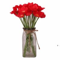 Wholesale Red Poppy Latex Artificial Flower Real Touch for Wedding Decor DIY Home Party Holiday Bridal Bouquet Table Decorative FWF12855