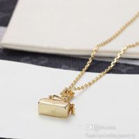 Wholesale Luxury Fashion Necklace Designer Jewelry pendants wedding Rose Gold Platinum Bear bag lock pendant necklaces for women long chain fall white gold plated