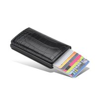 Wholesale Wallets Men s Short Wallet Fashion Leather Crocodile Pattern Rfid Men Multi card Aluminum Alloy Smart Slim Coin Purse For